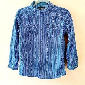 CODY JAMES YOUTH BORN N RAISED STRIPED LONG SLEEVE SNAP WESTERN SHIRT SIZE XL